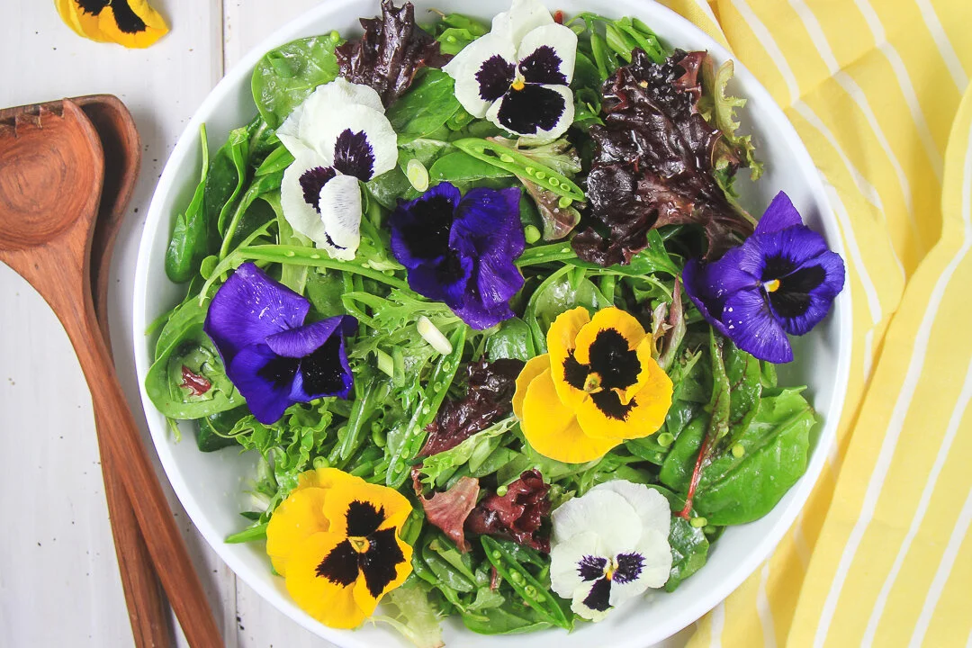 Spring Snap Pea &amp; Pansy Salad