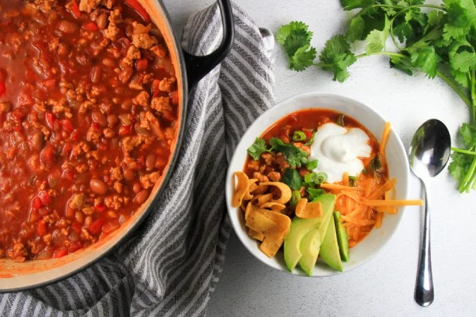 Turkey Chili with All the Toppings