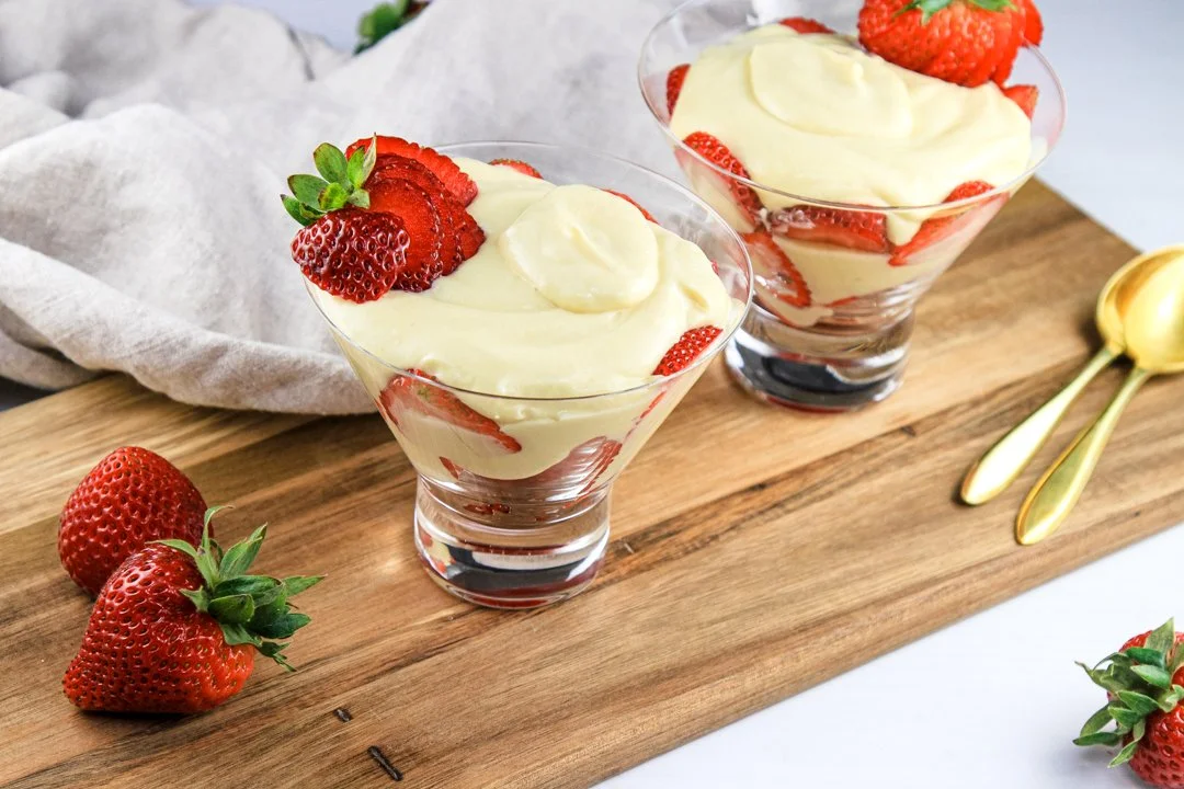 Chilled Zabaglione with Strawberries