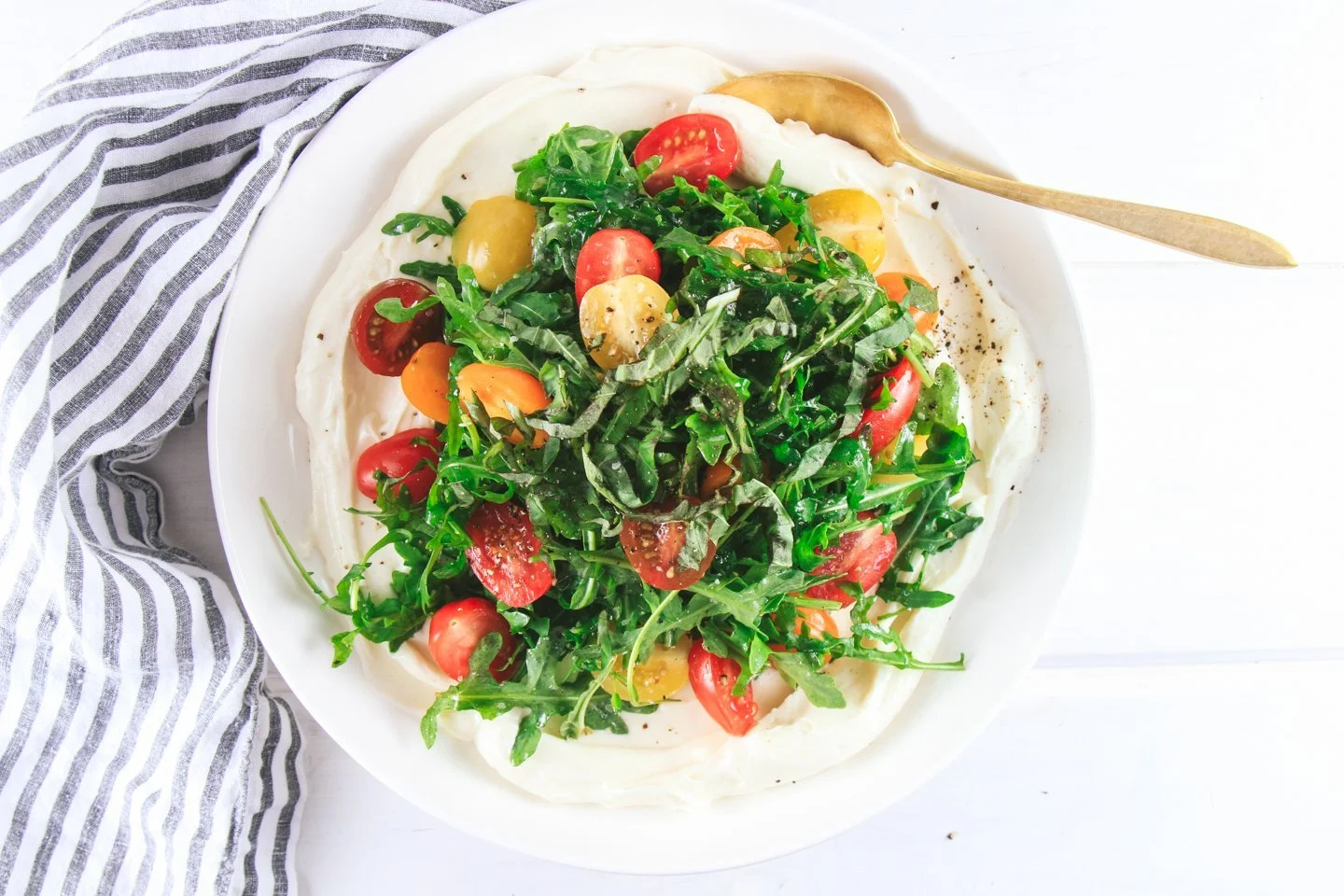 Arugula, Heirloom Tomato &amp; Whipped Ricotta Salad
