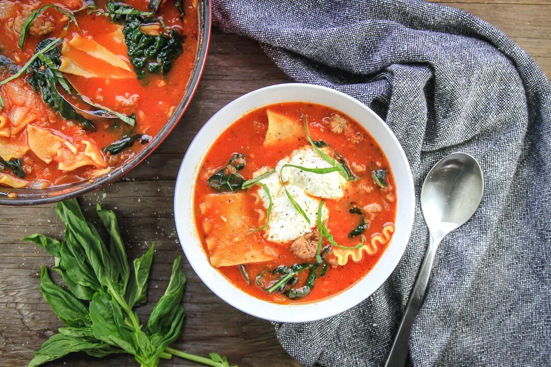 Lasagna Soup with Sausage &amp; Kale