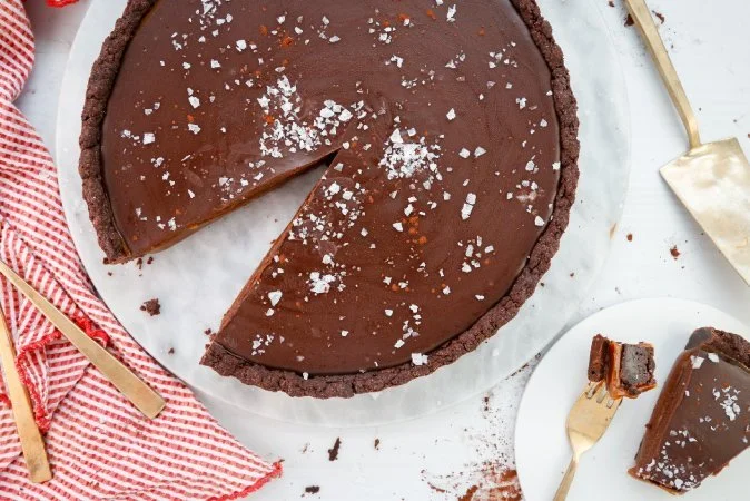 Salted Chocolate and Cardamom Caramel Tart