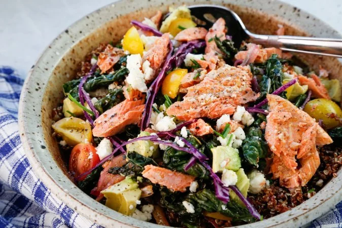 Honey Mustard Glazed Salmon and Quinoa Bowl