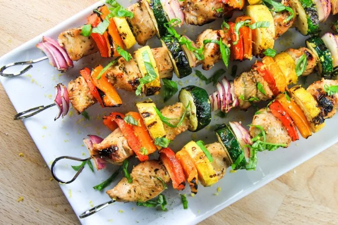 Grilled Chicken Rainbow Kabobs