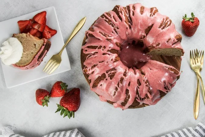 Glazed Strawberry Bundt Cake