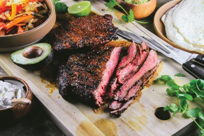 Flank Steak Fajitas and Classic Guacamole