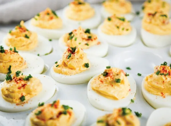 White Cheddar Pimento Deviled Eggs