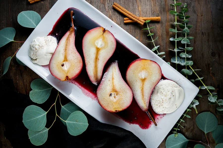Wine Poached Pears