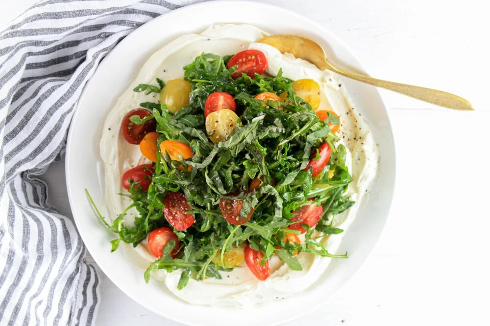 Arugula, Heirloom Tomato &amp; Whipped Ricotta Salad