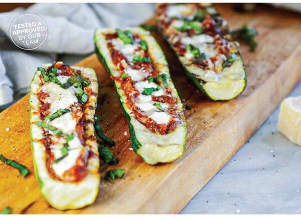Stuffed Zucchini Boats with Mozzarella and Parmesan