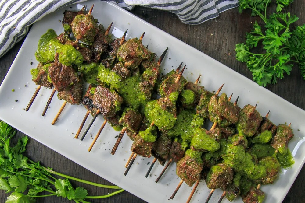 Chimichurrri Steak Skewers