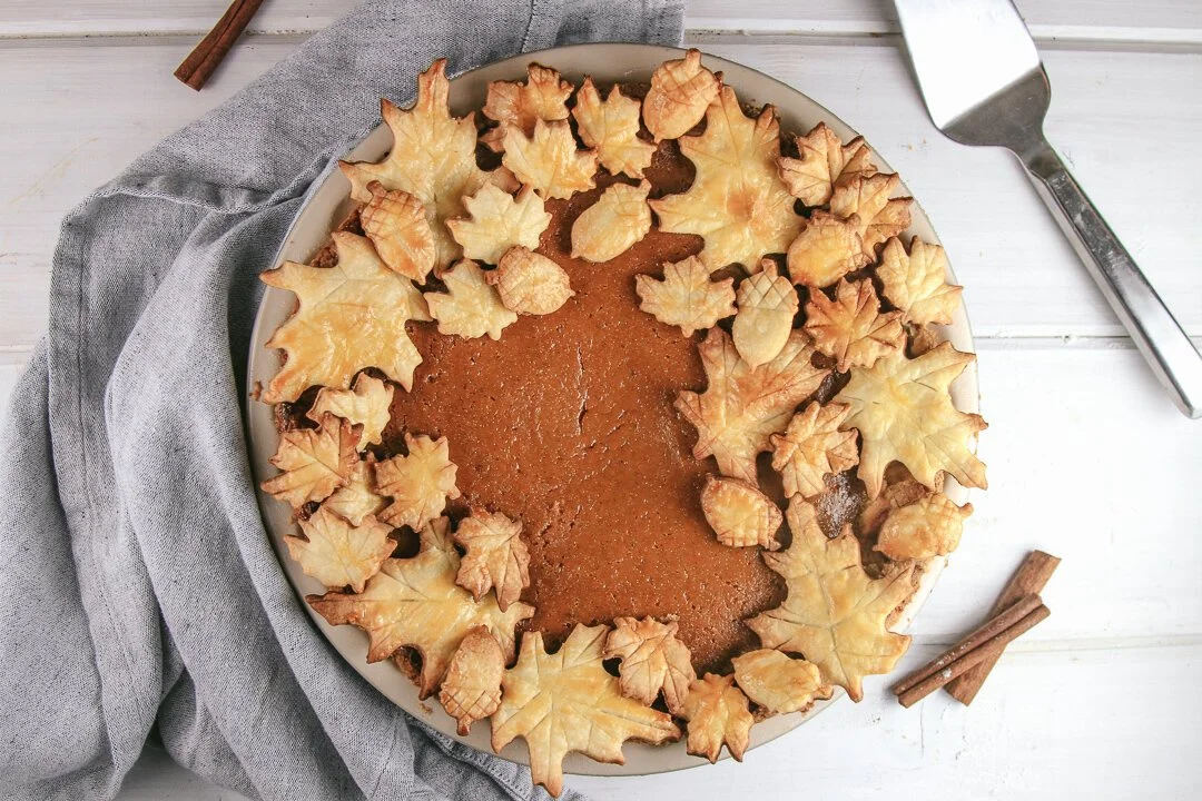 Pumpkin Pie With Leaf Cutouts
