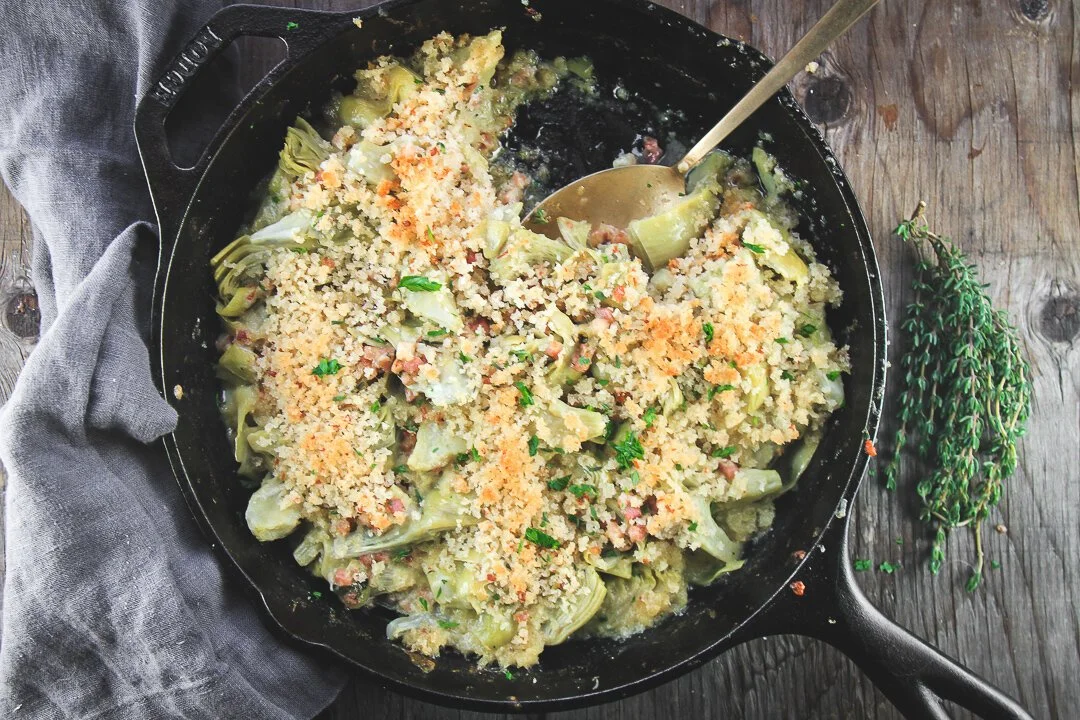 Artichoke Gratin with Pancetta &amp; Gruyère 