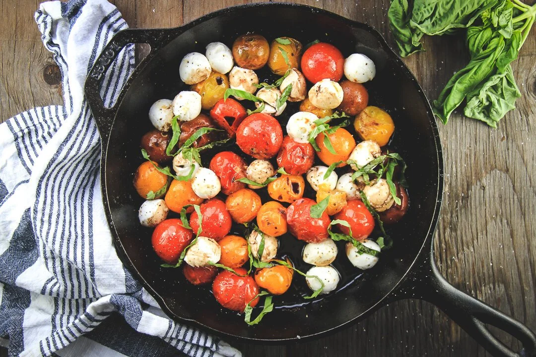 Blistered Cherry Tomato Caprese Salad