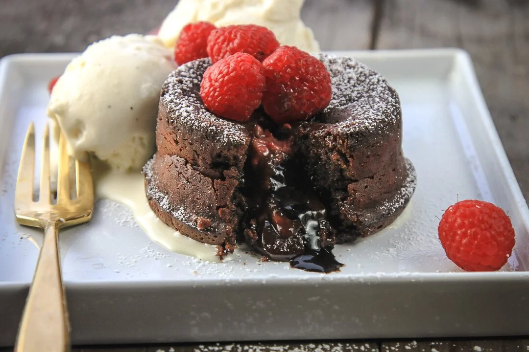 Chocolate Raspberry Molten Lava Cakes