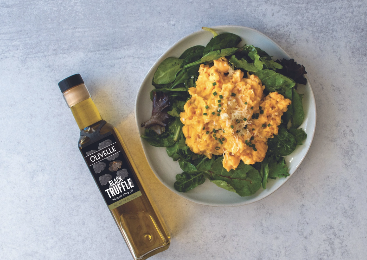 Creamy Parmesan Eggs with Truffled Greens