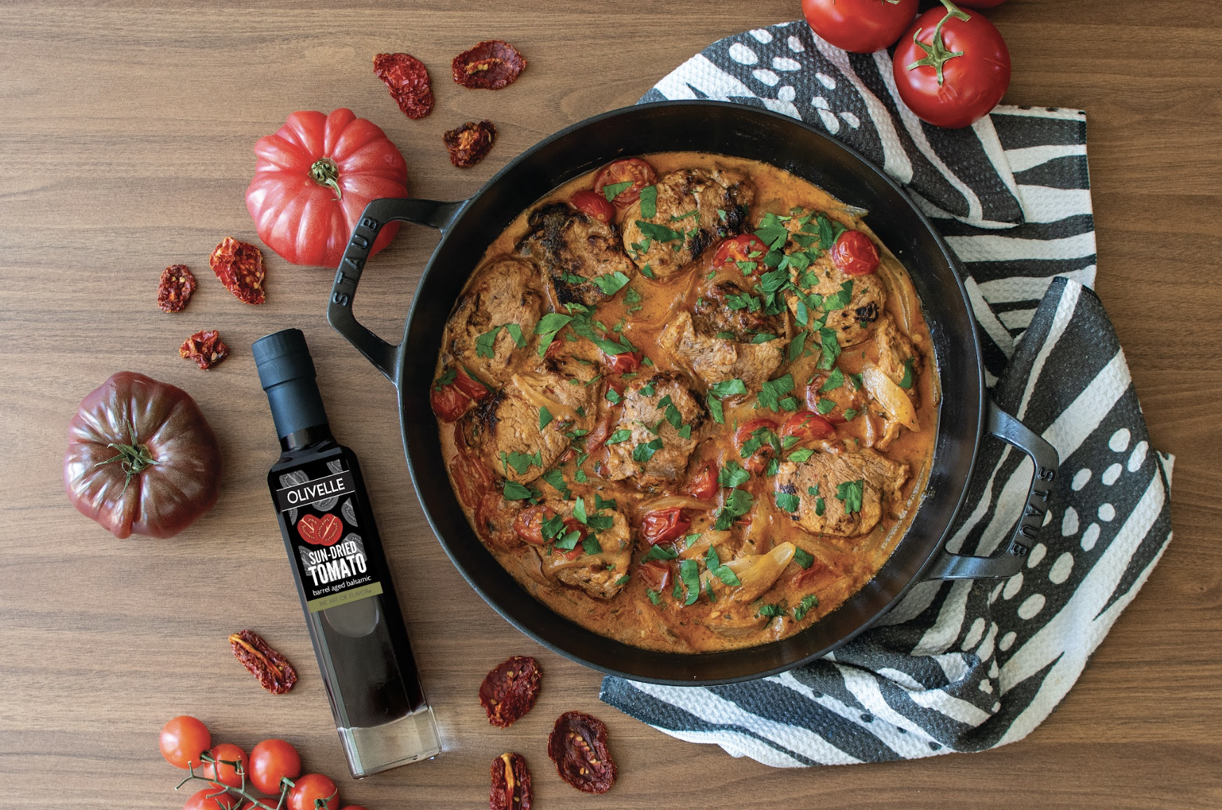 Creamy Sun-Dried Tomato Pork Medallion Skillet