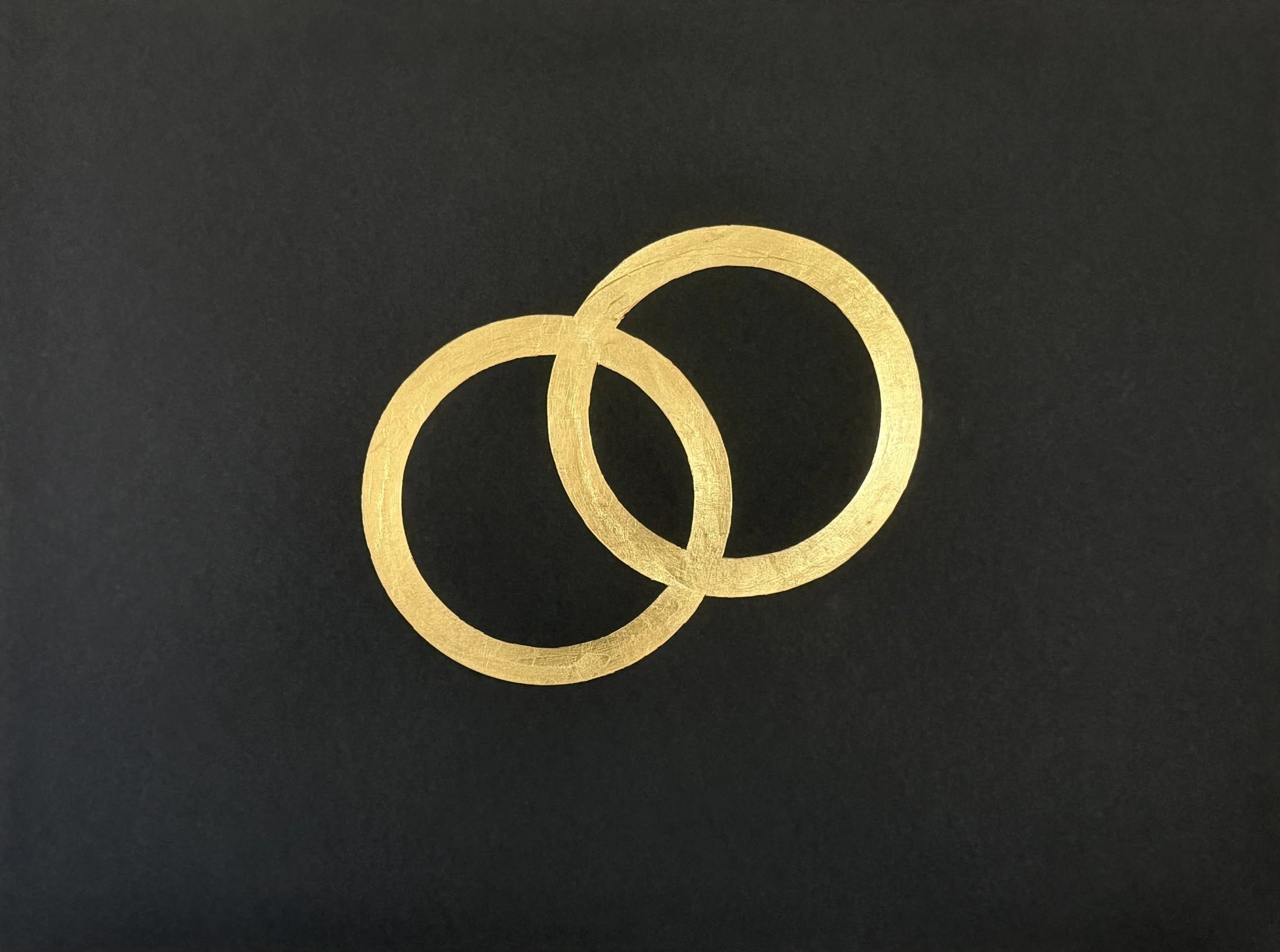 Golden Moon Rings 8, 18" x 24", gold leaf on paper, 2026