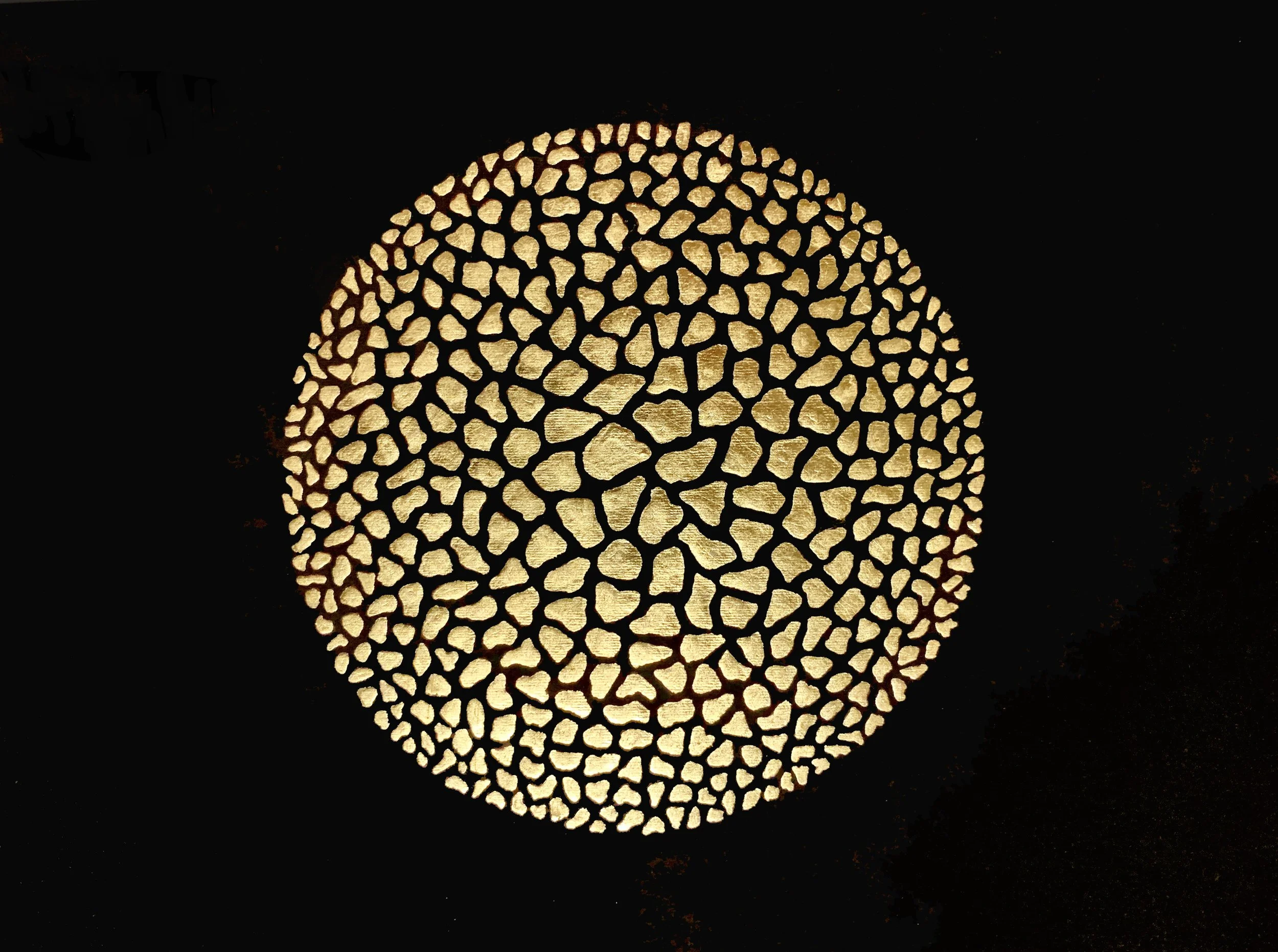 Golden Moon Rocks 5, Gold leaf/paper, 11.7” x 16.5”, 2025, $950