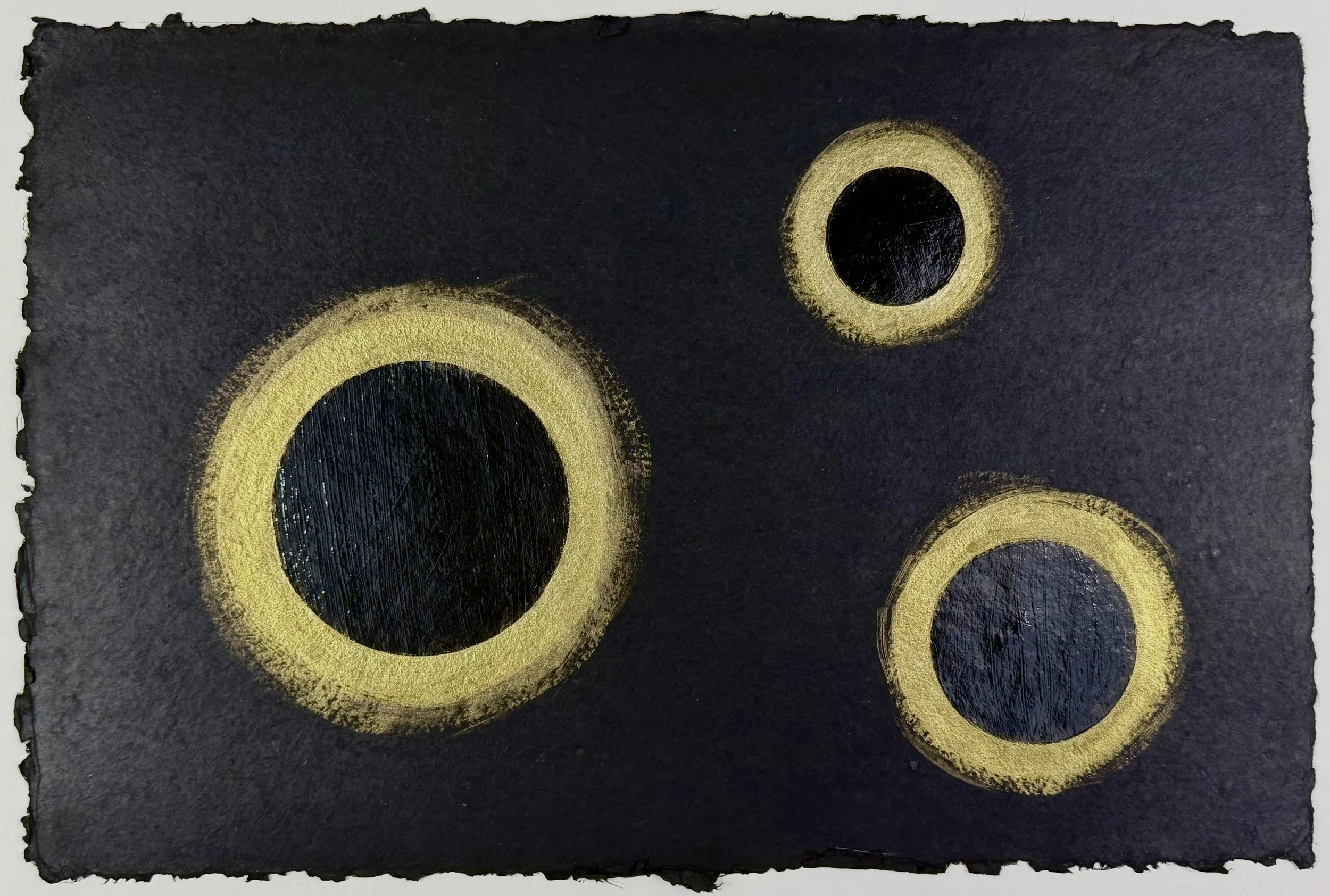 Moon Circles 9, 12” x 18.75”, paint/paper, 2026
