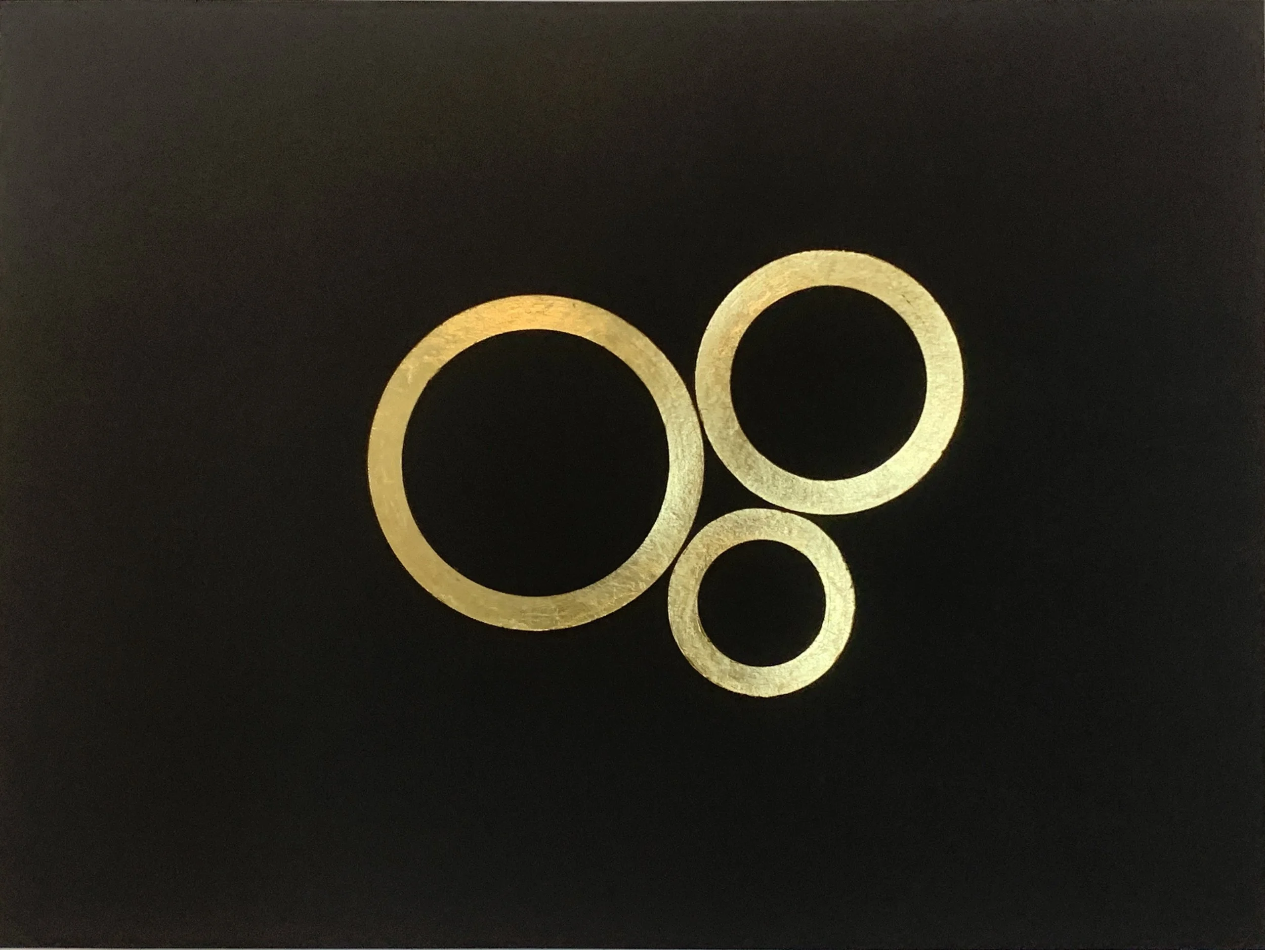 Golden Moon Rings 2, 
18” x  24”, 
Gold leaf/paper, 2025, 
$750