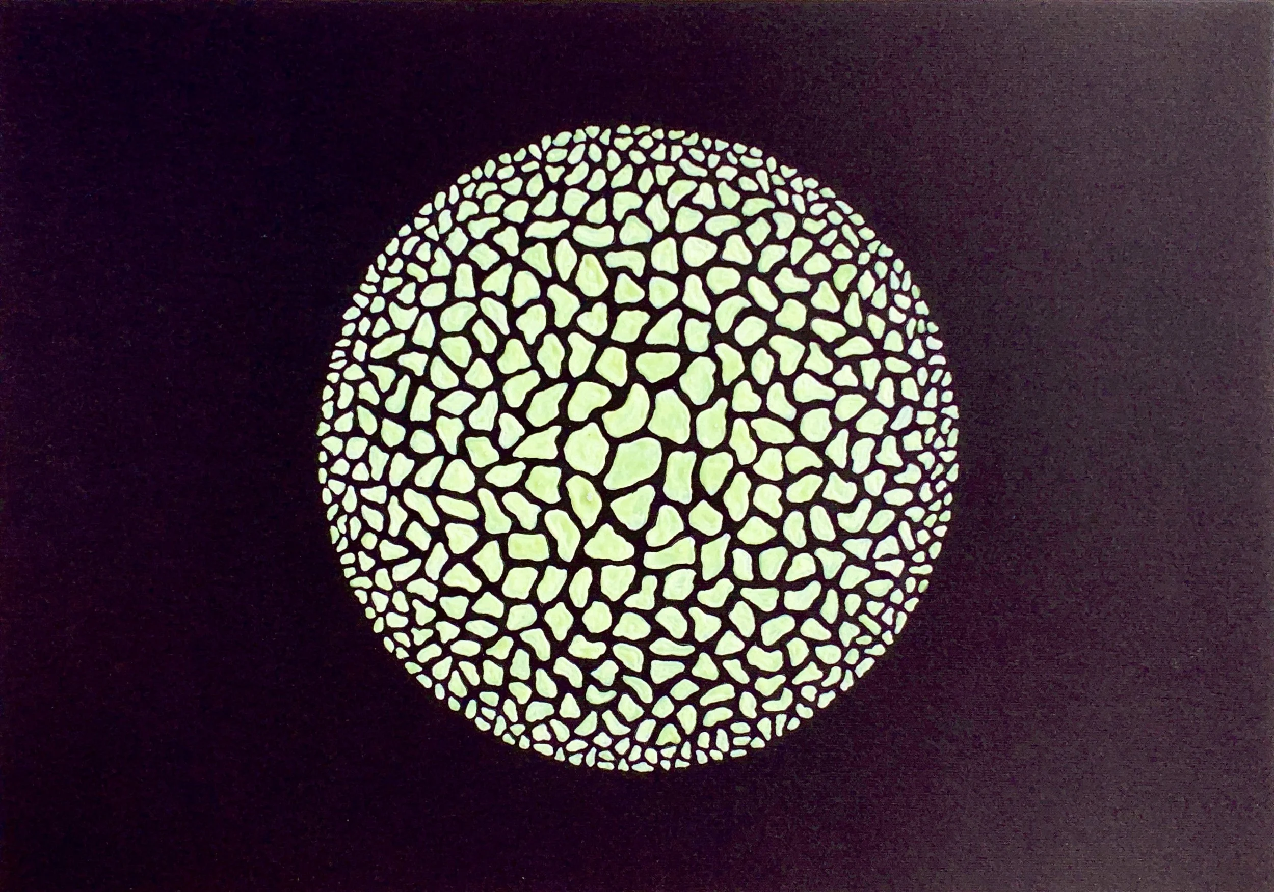 Phosphorescent Moon Rocks 3, Paint/paper, 11.7” x 16.5”, 2025, daytime view, $1050