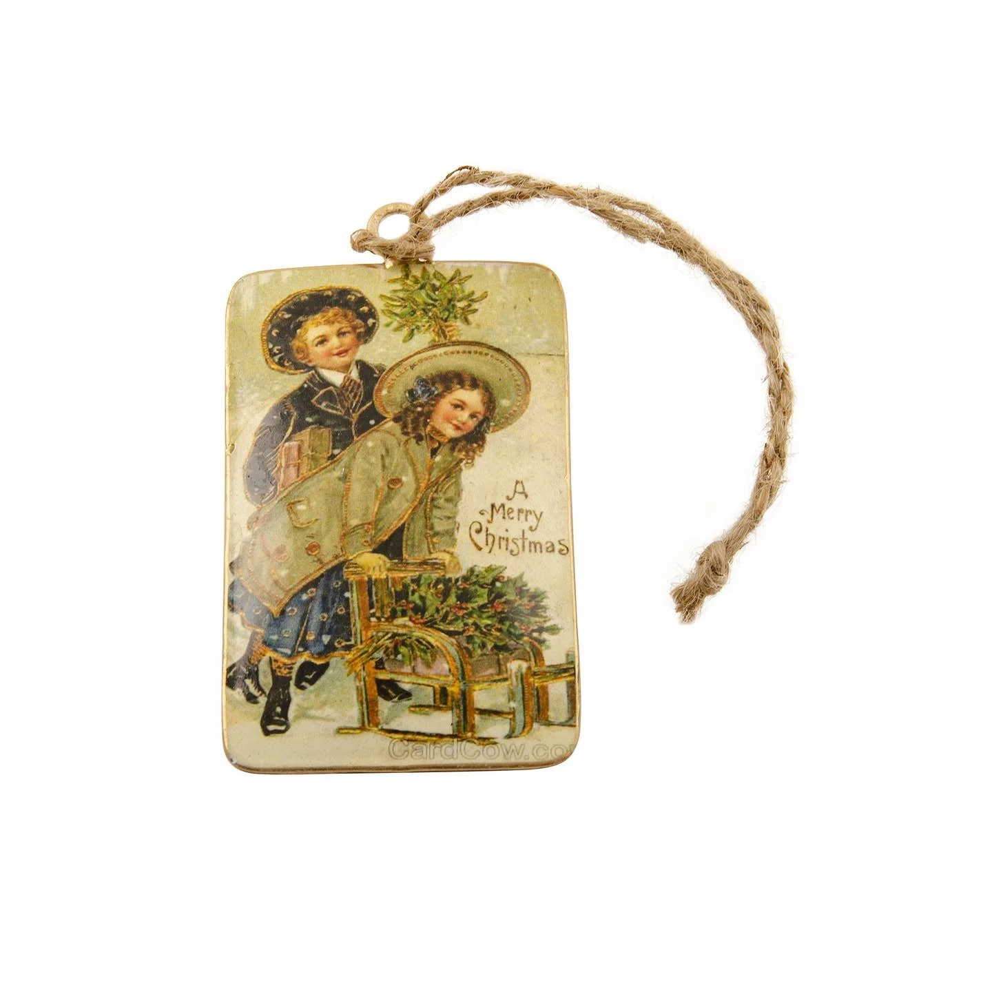 Winter Scene Green Vintage Look Decoration