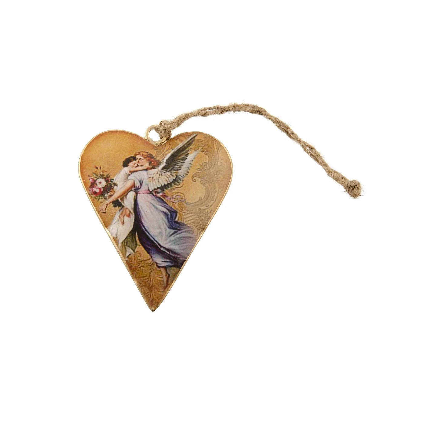 Angel Gold Vintage Look Heart Decoration
