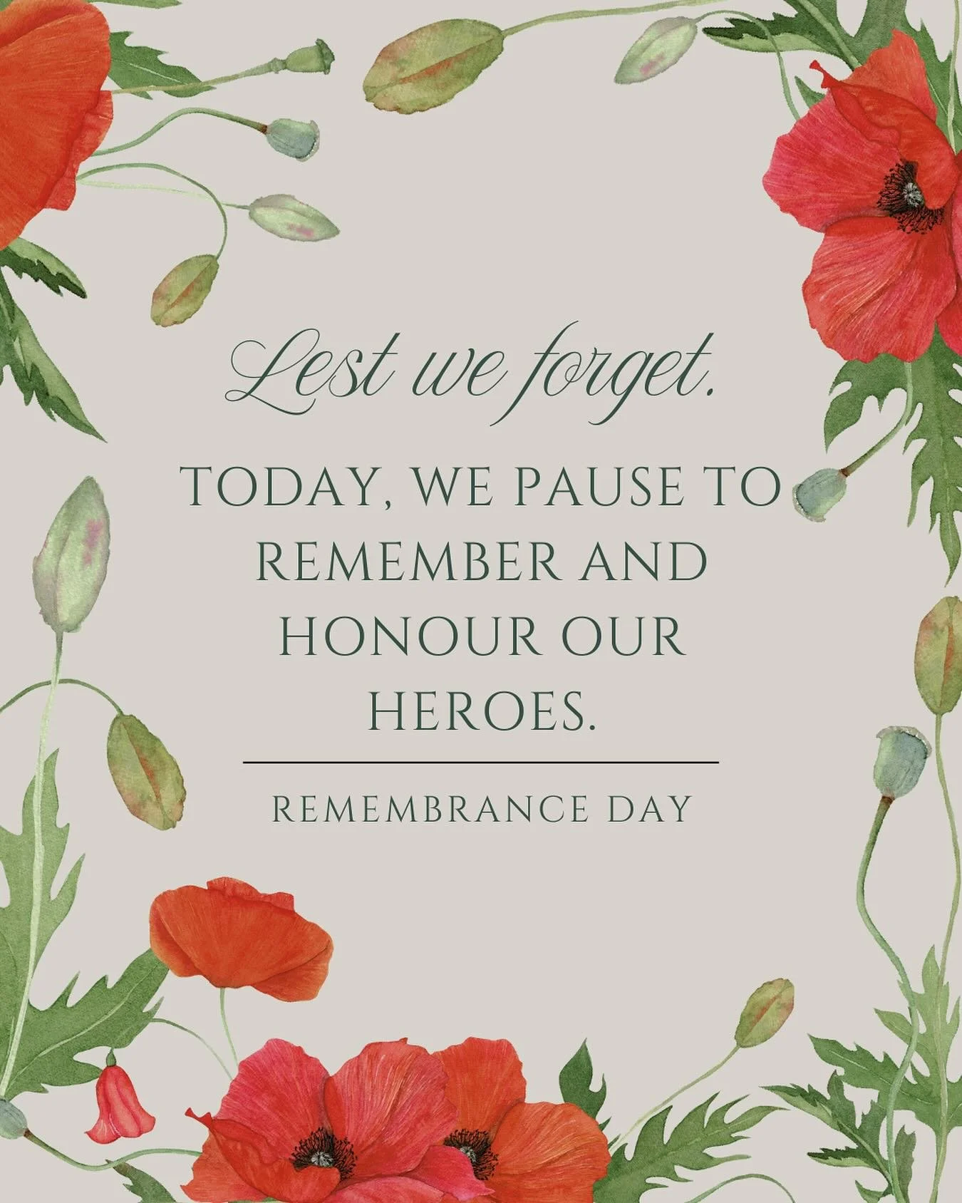 Today, we remember the bravery and sacrifice of those who serve our country. We remember their courage, their sacrifice, and the invisible wounds that many carried home. 

May we continue to honour them by creating a world where healing, understandin