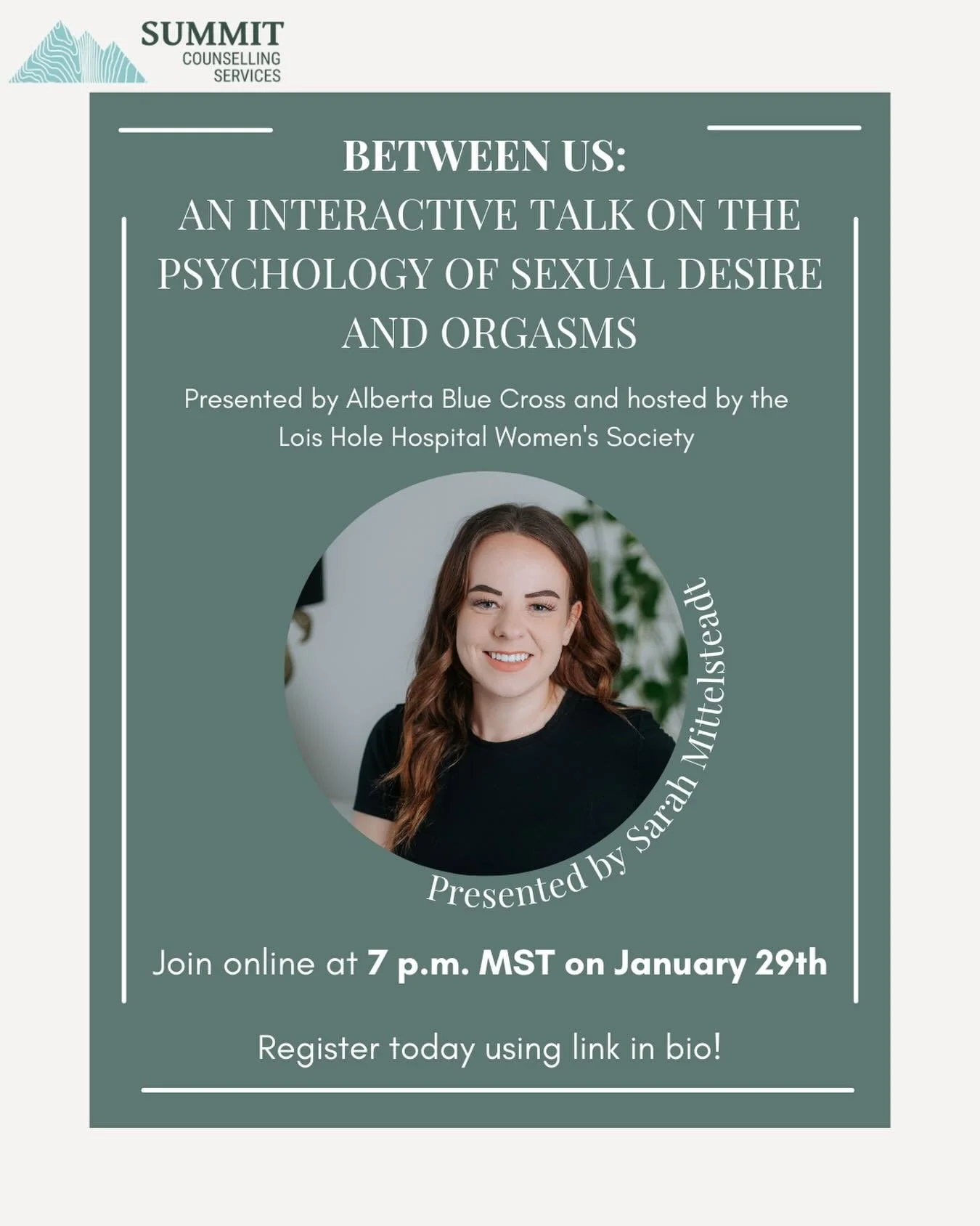 ✨ Let&rsquo;s talk about what&rsquo;s between us.

Join Summit Counselling Services for Between Us: An Interactive Talk on the Psychology of Sexual Desire &amp; Orgasms, presented by Alberta Blue Cross and hosted by the Lois Hole Hospital Women&rsquo