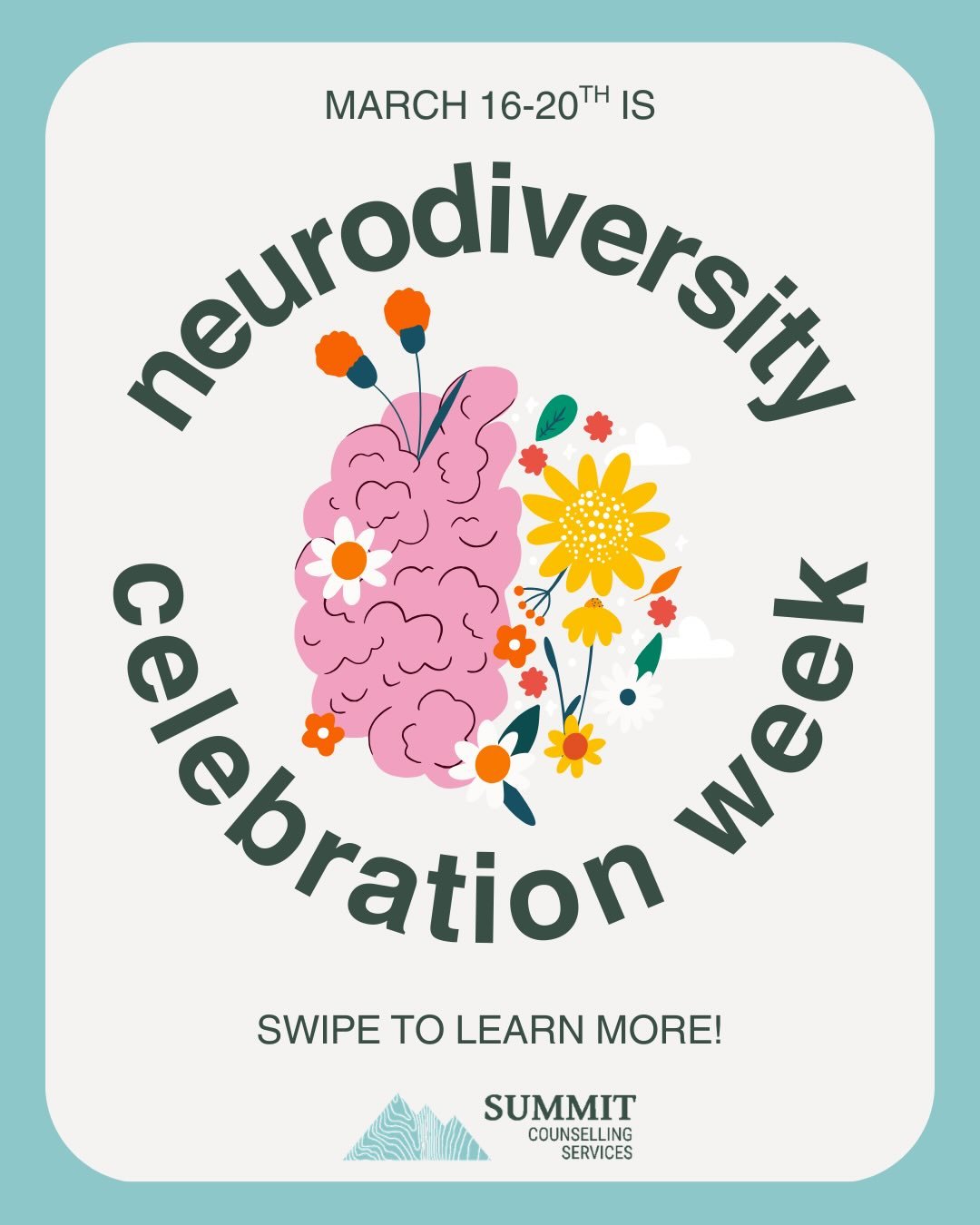 Neurodiversity Celebration Week is here 💙

At Summit Counselling Services, we&rsquo;re recognizing and celebrating the many ways minds can think, learn, and experience the world. Neurodiversity is something to be understood, supported, and valued. 
