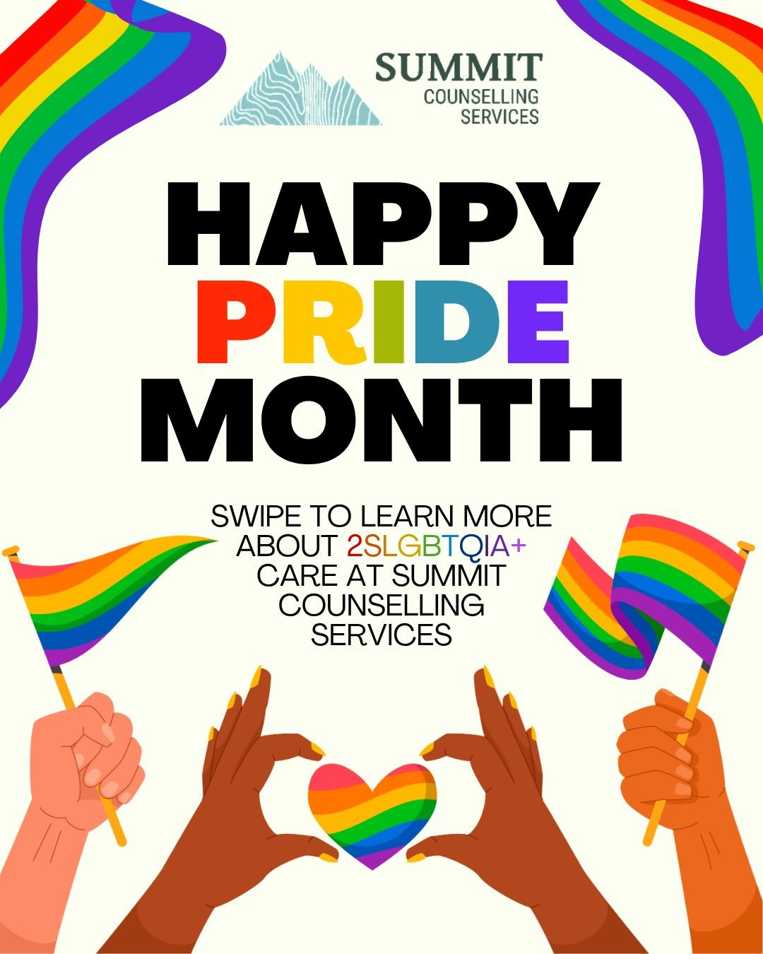 🌈 Happy Pride Month! 🌈

At Summit Counselling Services, we are committed to creating spaces where people can show up as their authentic selves and feel respected, supported, and understood. 💙

Swipe through to learn more about 2SLGBTQIA+ mental he