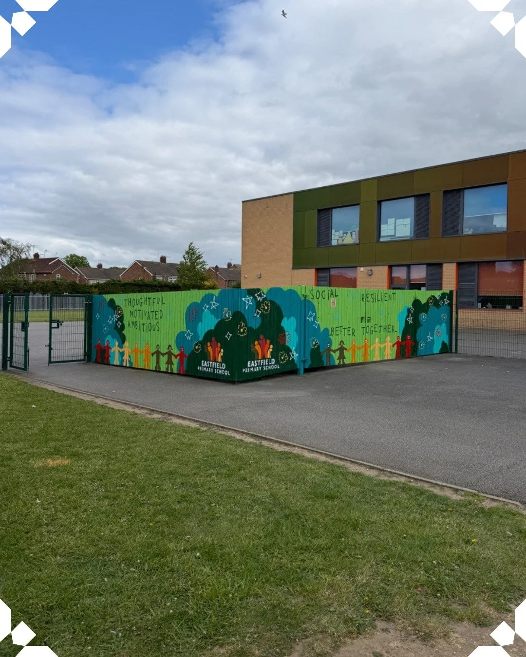 Here is the finished product at Eastfield Primary School and how amazing does it look!! 🤩

The handwriting, stars, flowers and people at the bottom are all drawn out by the pupils in our Arts Council. 

A HUGE thank you to Ollie for completing this 
