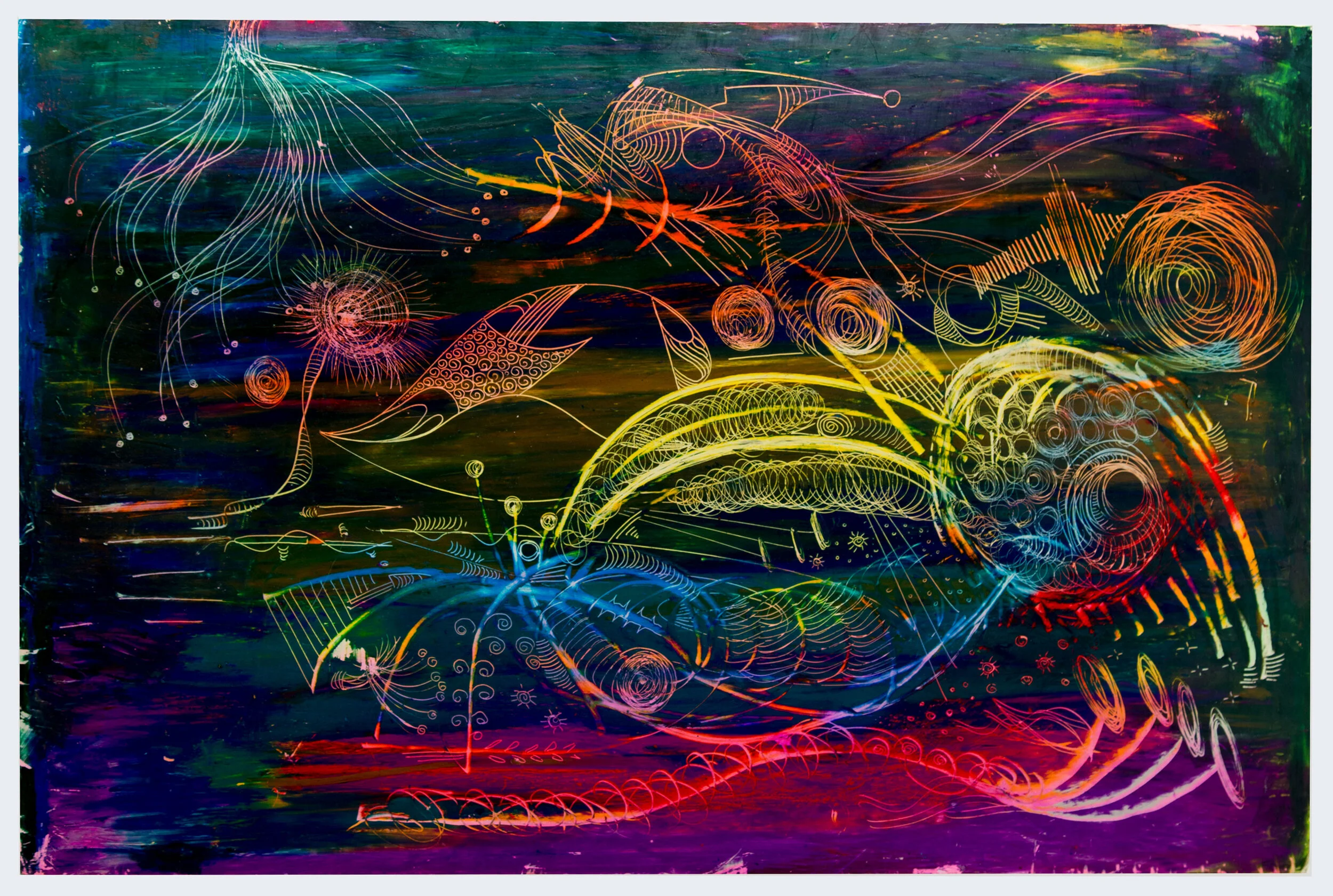 "Electric Rainbow", Oil Pastel on Foam Board, 2020