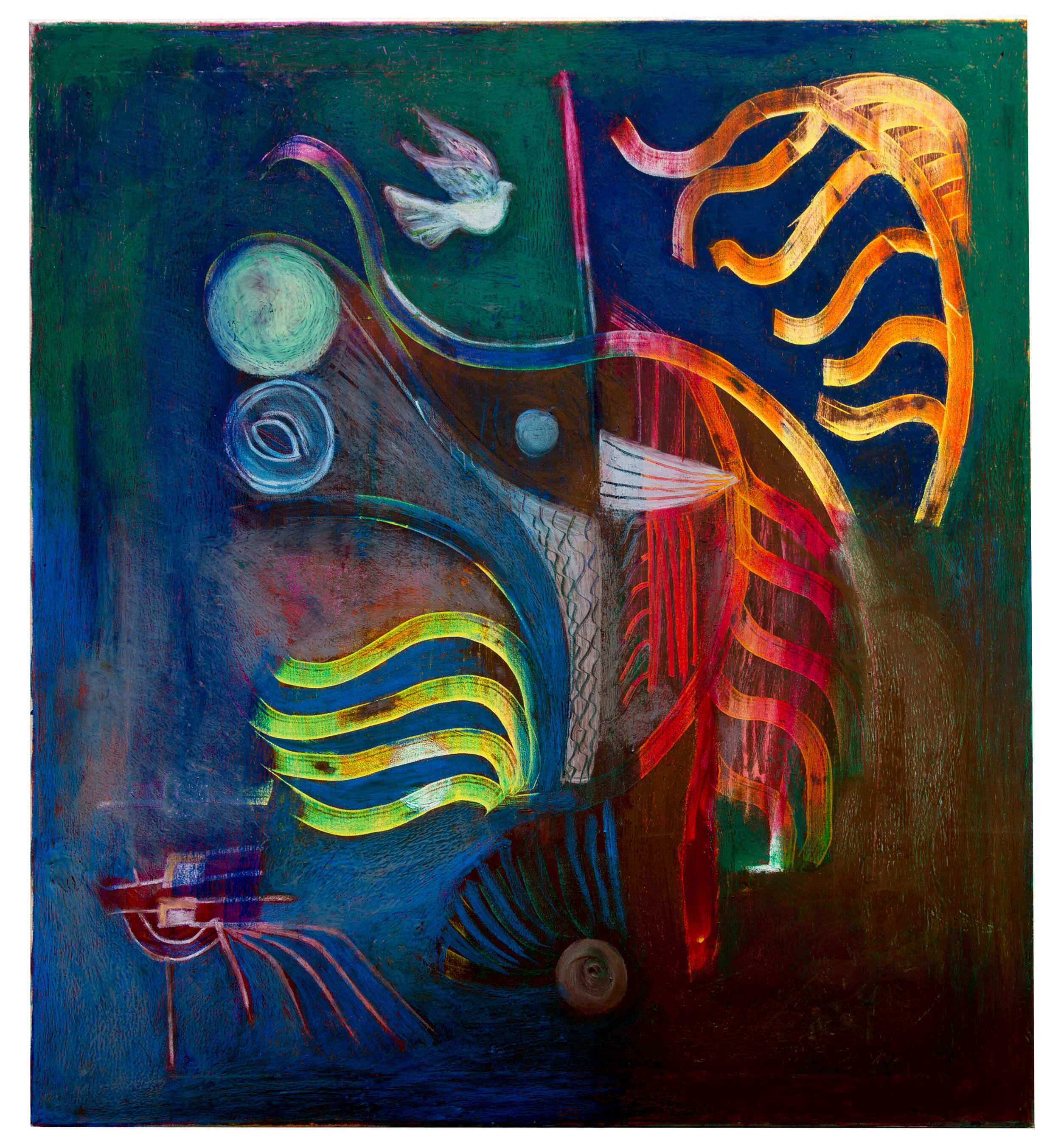 "The Elephant In The Room, Oil Pastel and Acrylic on Canvas, 2020