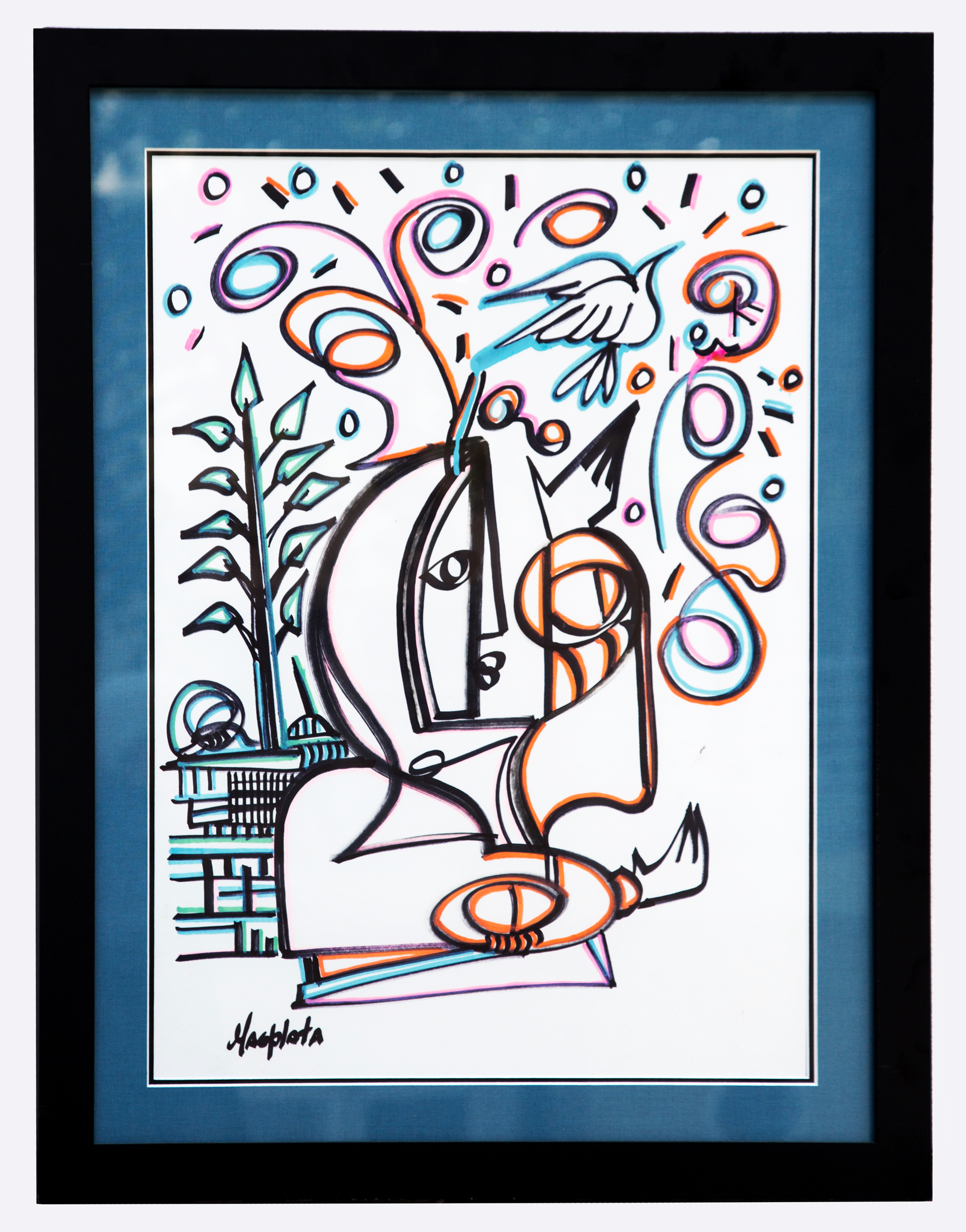 "Burbujas De Paz", 2019, Markers on Matte Board