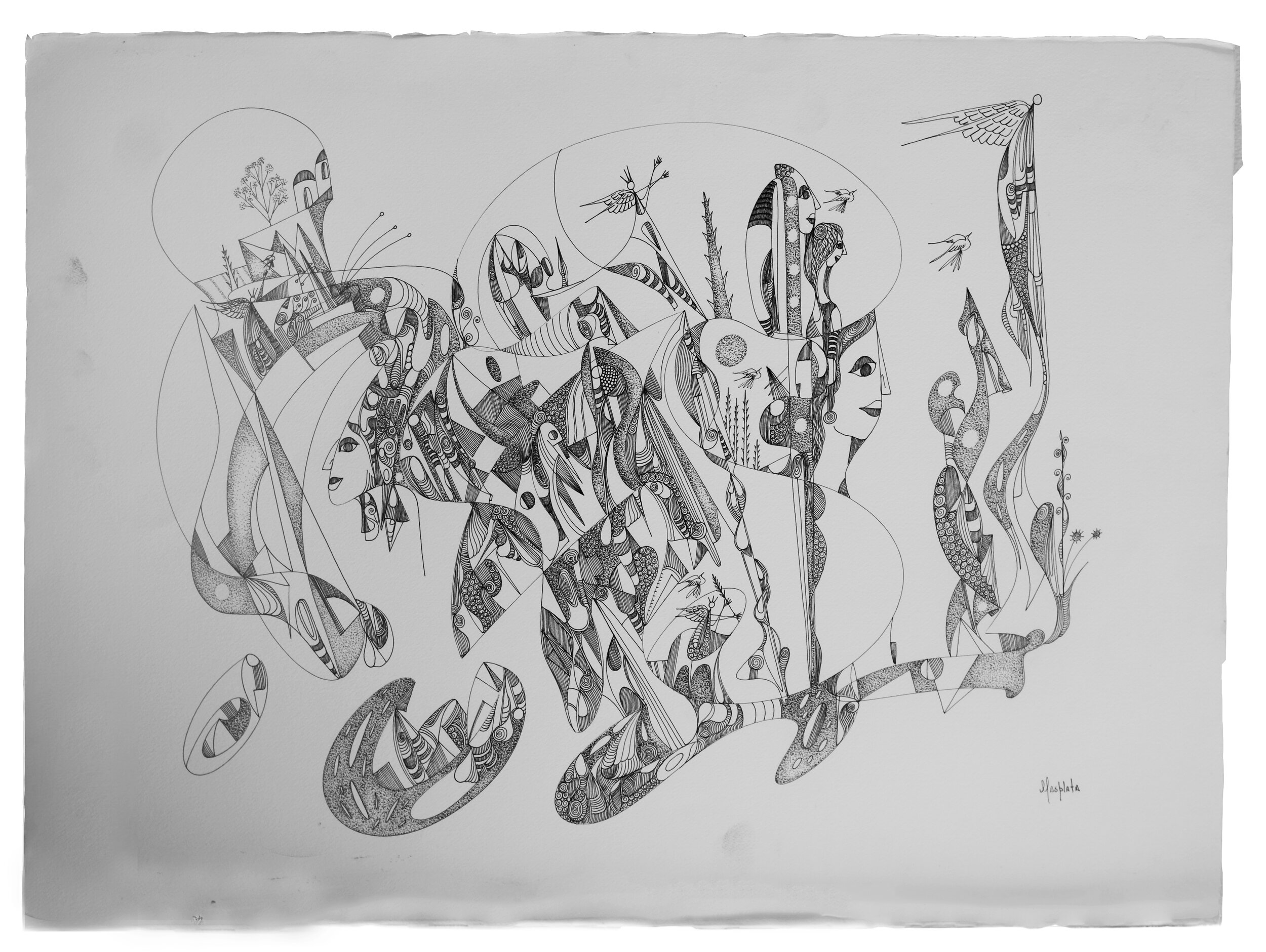 "Sara, 2019", Pen&Ink On Arches Paper