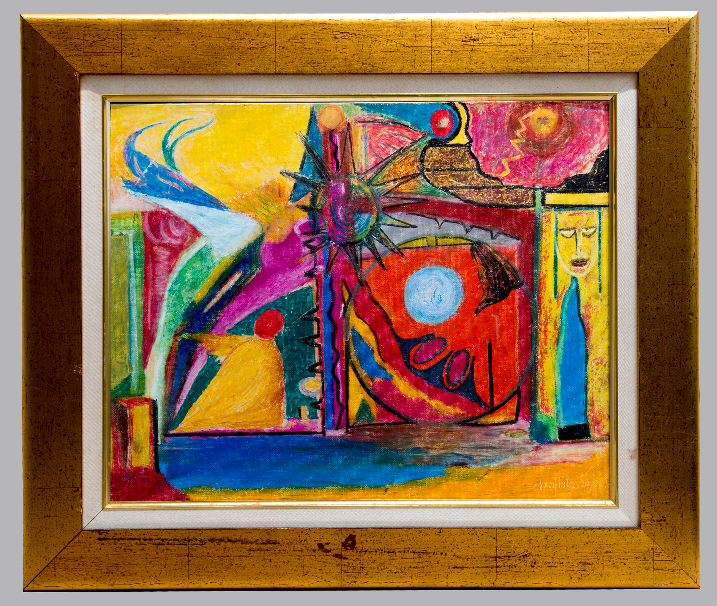 Crossing Over, 2002, Oil Pastel On Canvas Board