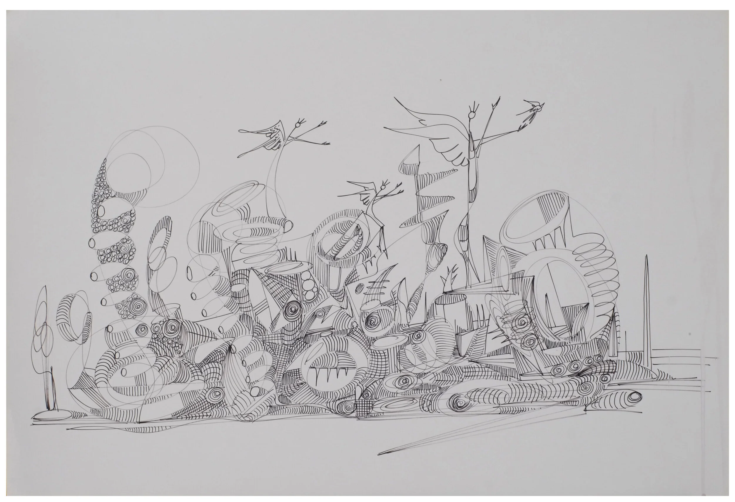 "Busy Angels", 2020, marker on poster board, 20x29"