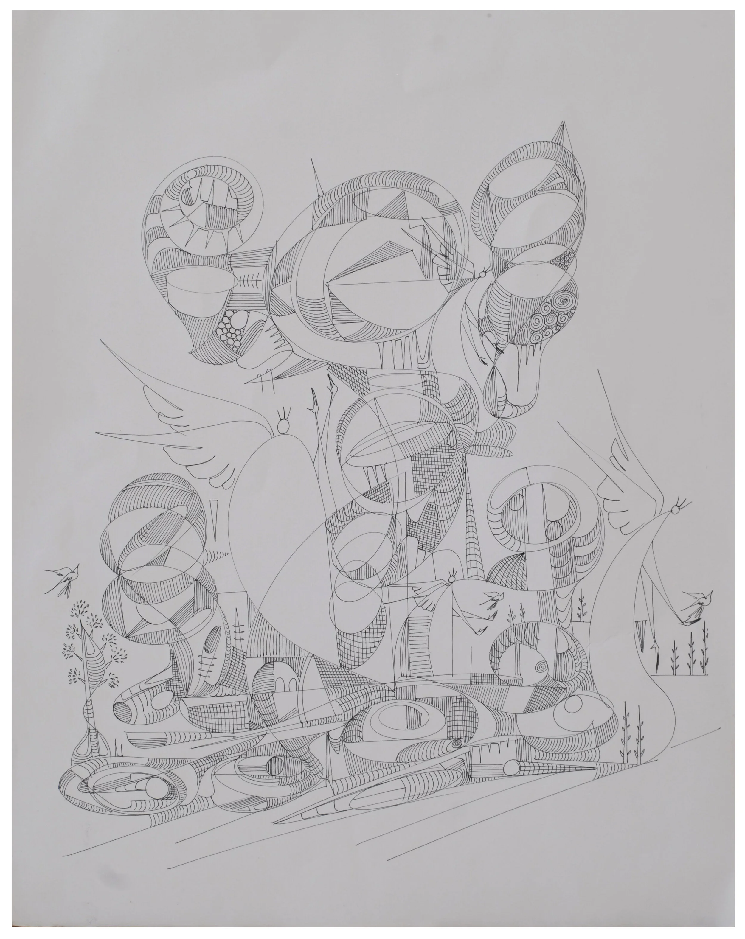 Working Angels, 2018, Pen&Ink on Drawing Paper, 18x24"