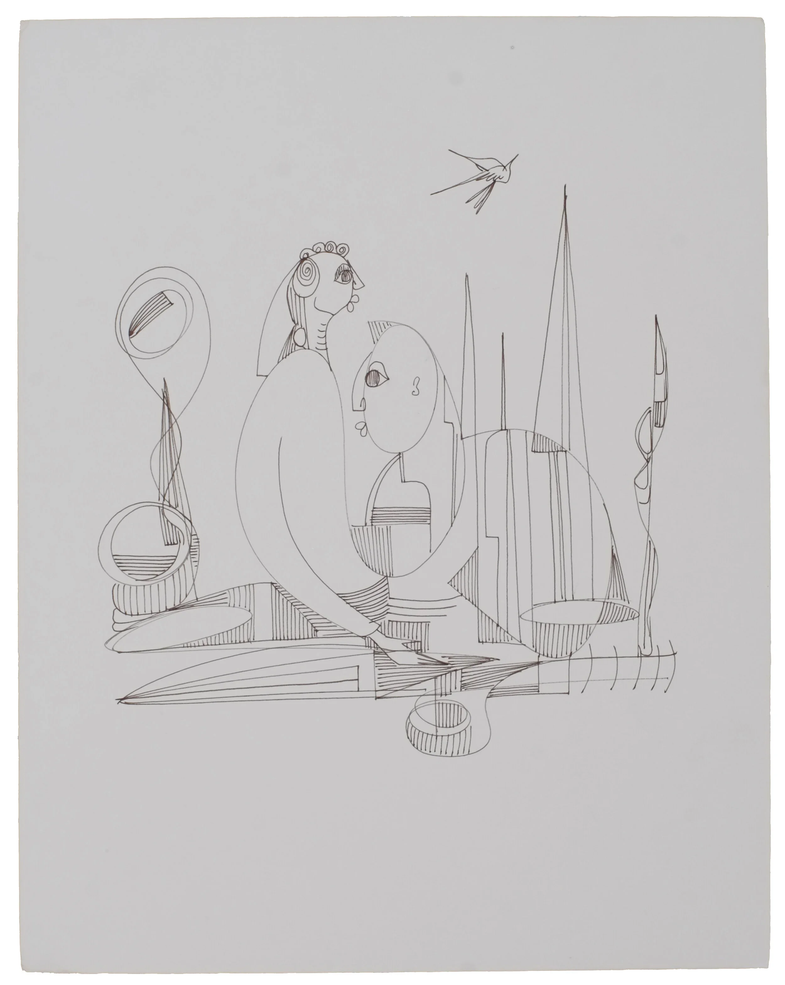 We the 2, 2020, Pen&ink on matte board, 11.75"x15"