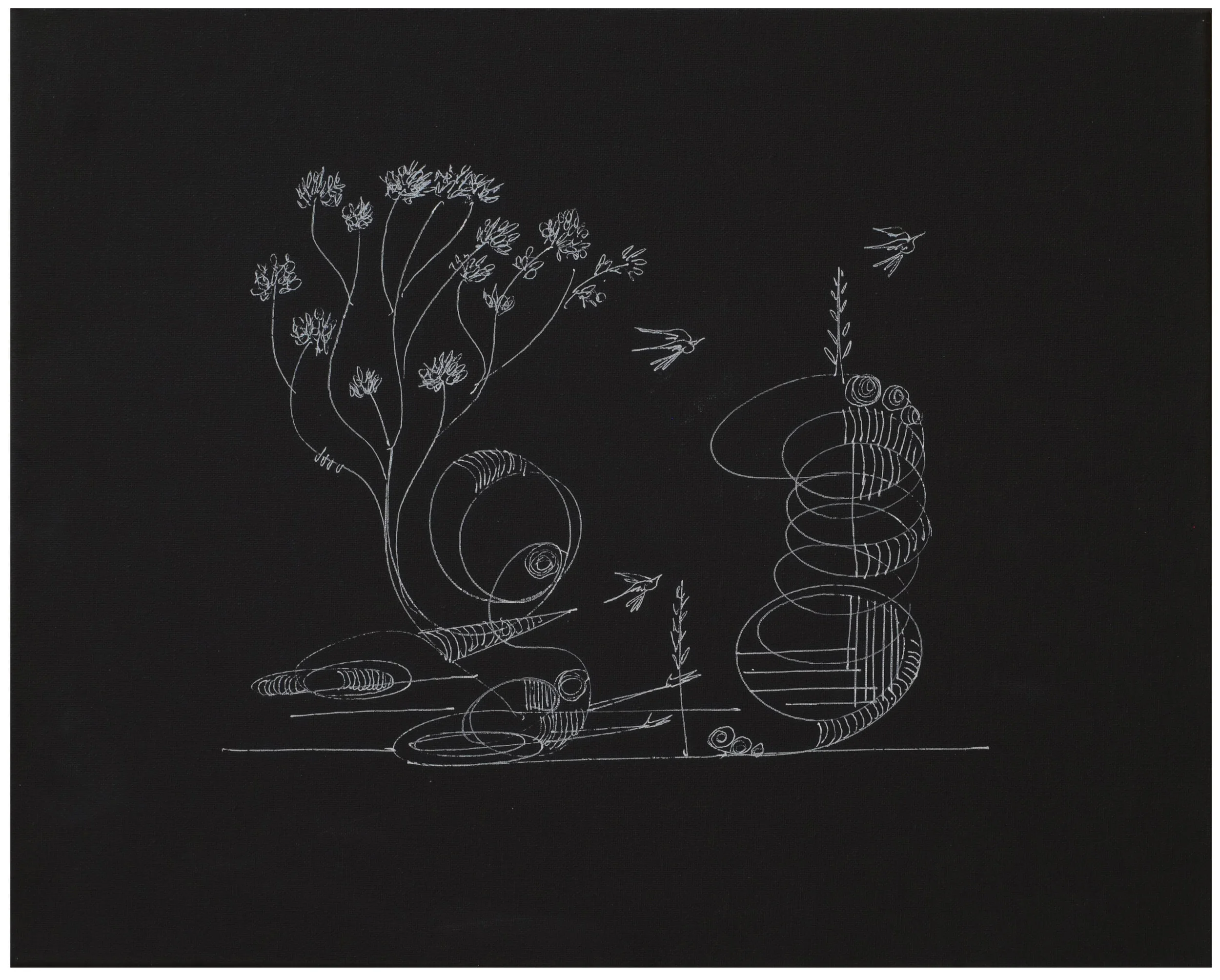 029 "Espiritu Paloma" (spn), 2020, Gel Pen on Canvas