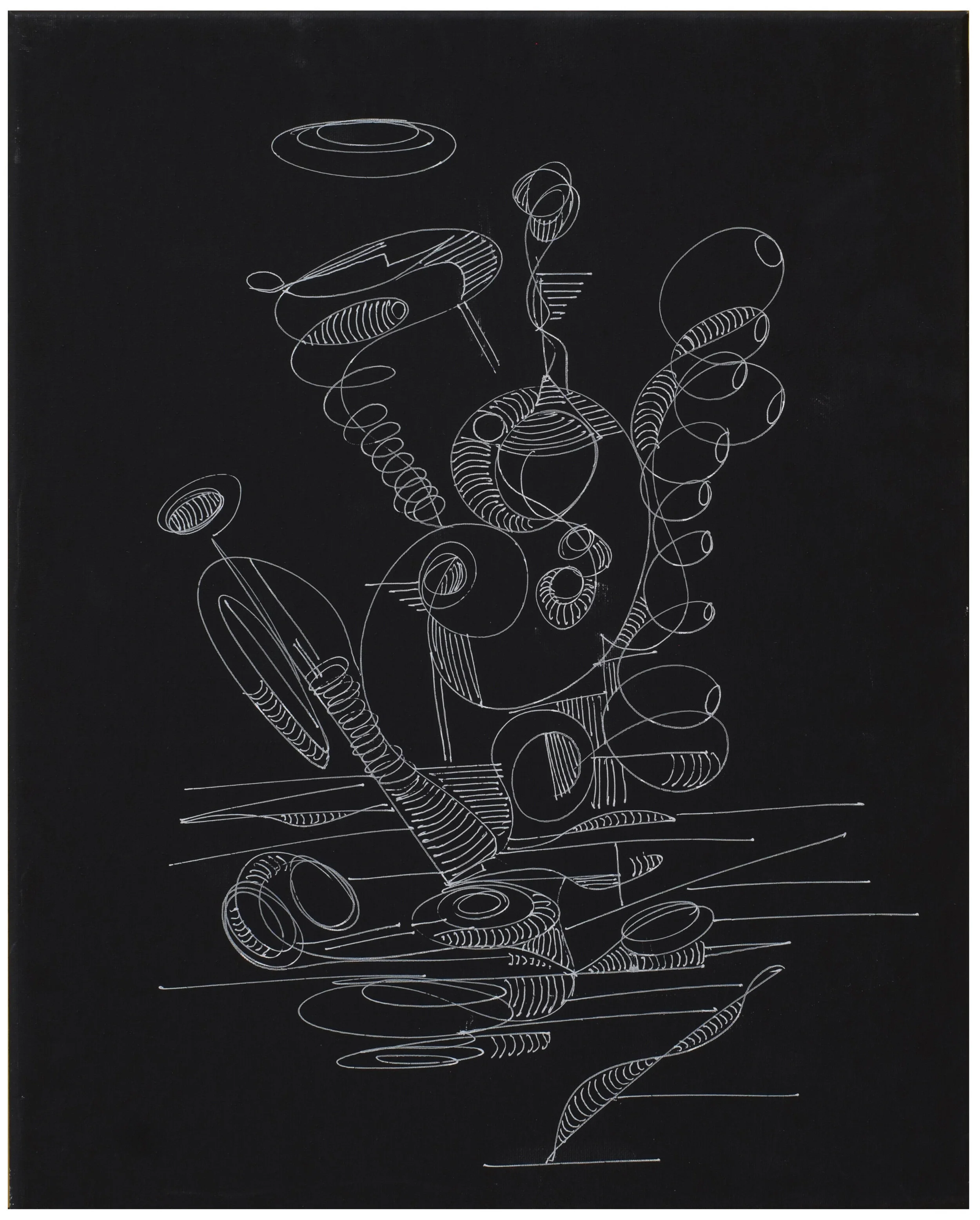 032 "Equation no.1" (spn), 2020, Gel Pen on Canvas