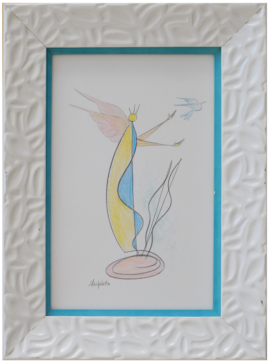 "Angel no. 2", 2017, Colored pencil on board, 8.5"x18"