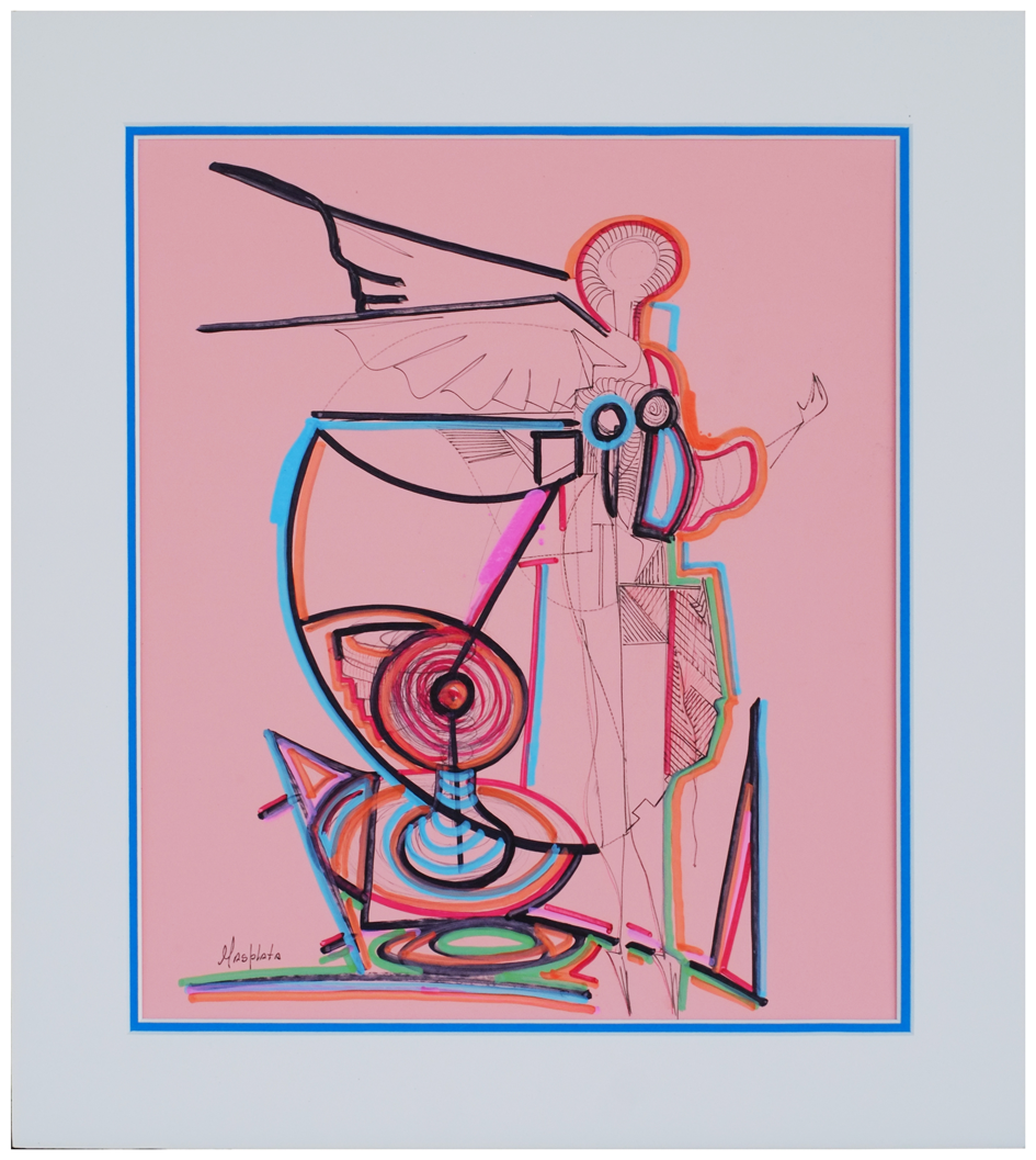 "Angel no. 3", 2017, Ink and Marker on Board, 12"x13.75"