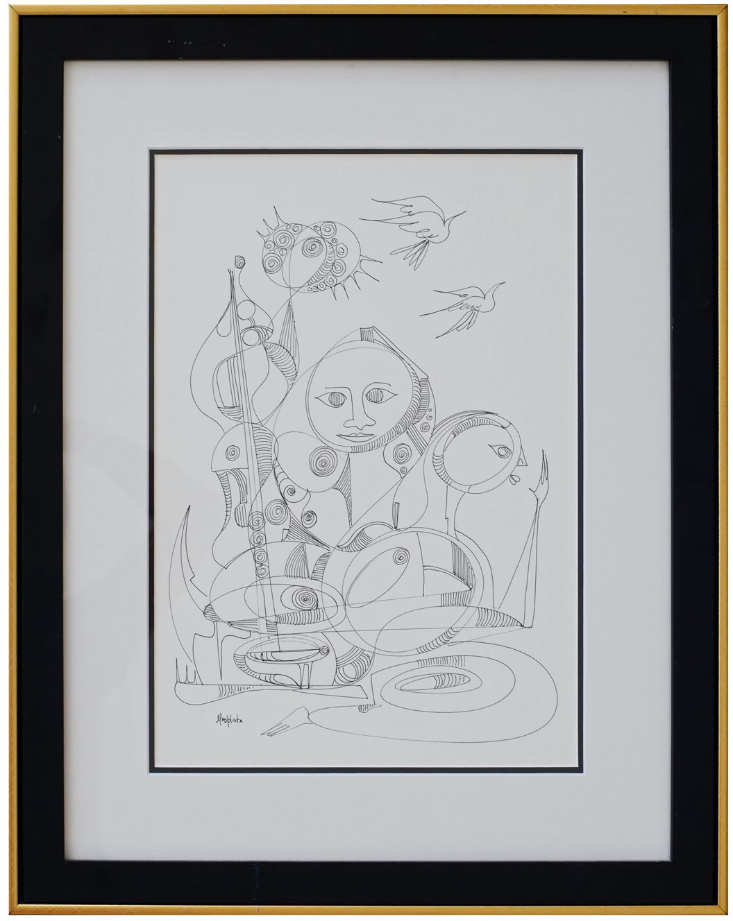 "Thinking Women", 2018, Ink on Matte Board, 18" x 22.5"