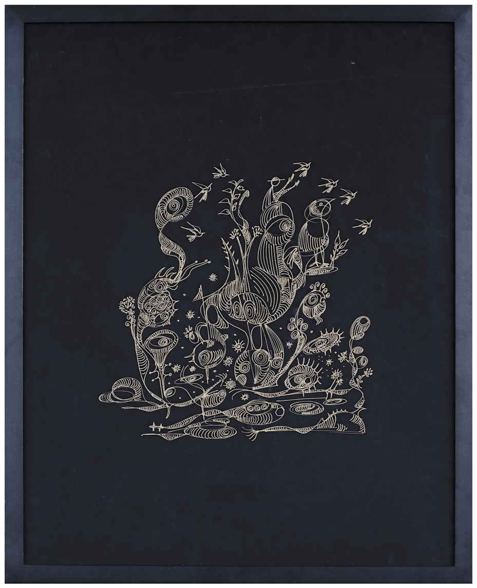 "Blessed 7 Times", 2019, Gold Marker on Black Board, 23.5"x29.5"