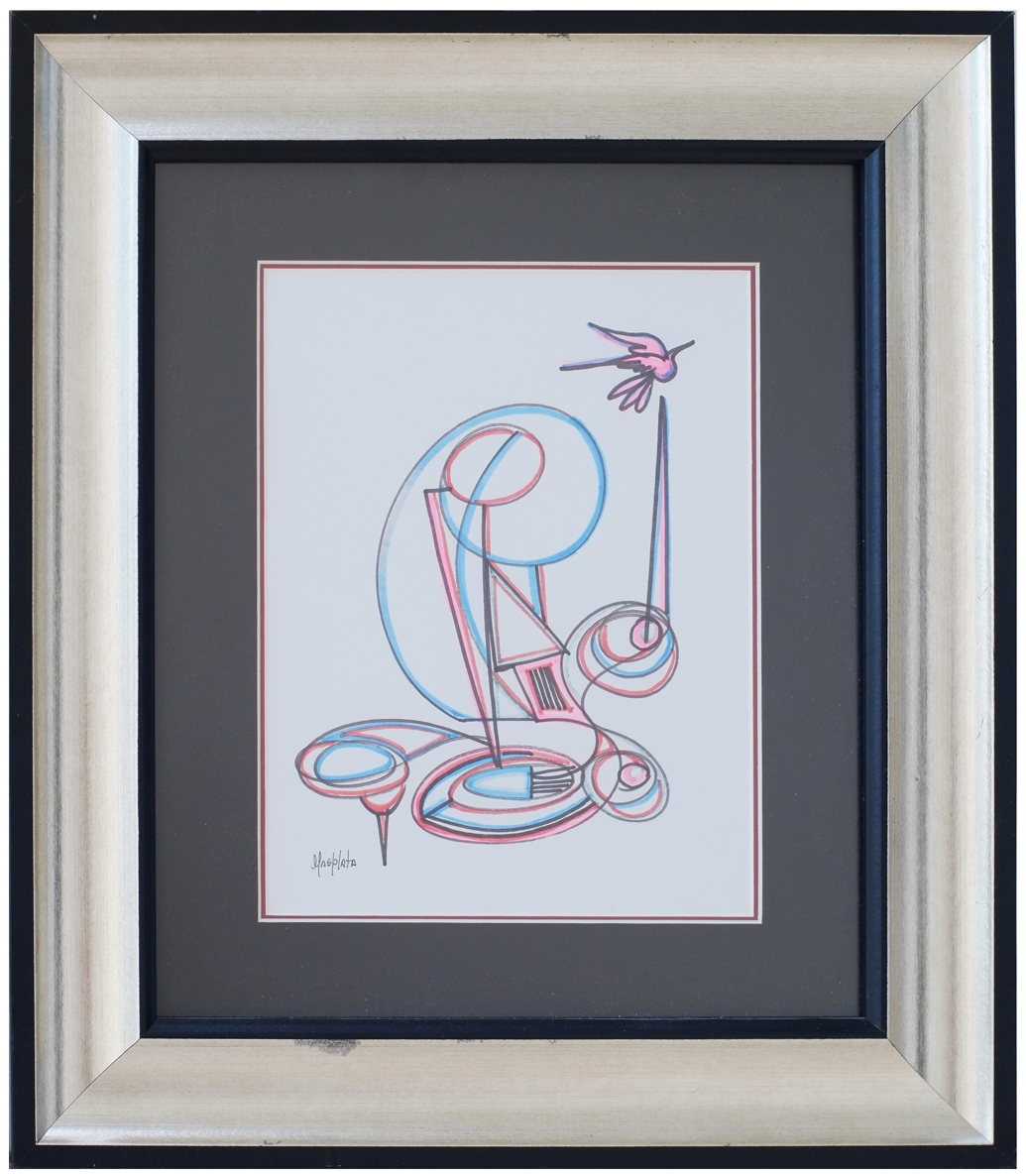 "Hopeful Dove", 2019, Markers On Matte Board, 16.5"x19"