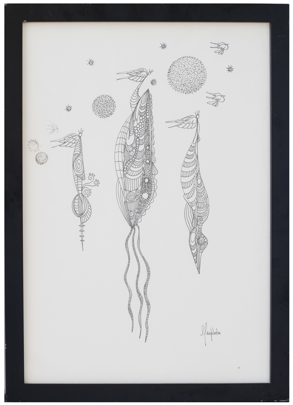 "Traveling Angels", 2002, Pen & Ink On Paper, 14"x19"
