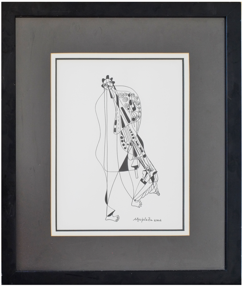 "El Musico", 2002, Pen&Ink on paper, 12"x8"